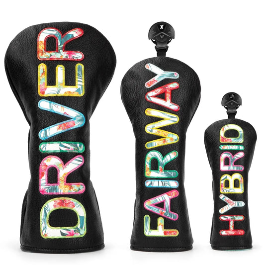 Black Colorful Golf HeadCover Premium Leather
