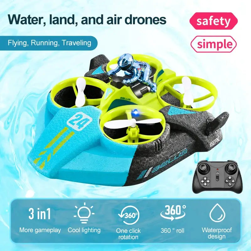 Mini RC Drone Altitude Hold Headless Mode 3 in 1 Experience hands-free flight with this compact RC drone featuring altitude hold technology that maintains stable hovering without manual adjustment. The headless mode eliminates orientation confusion, allow